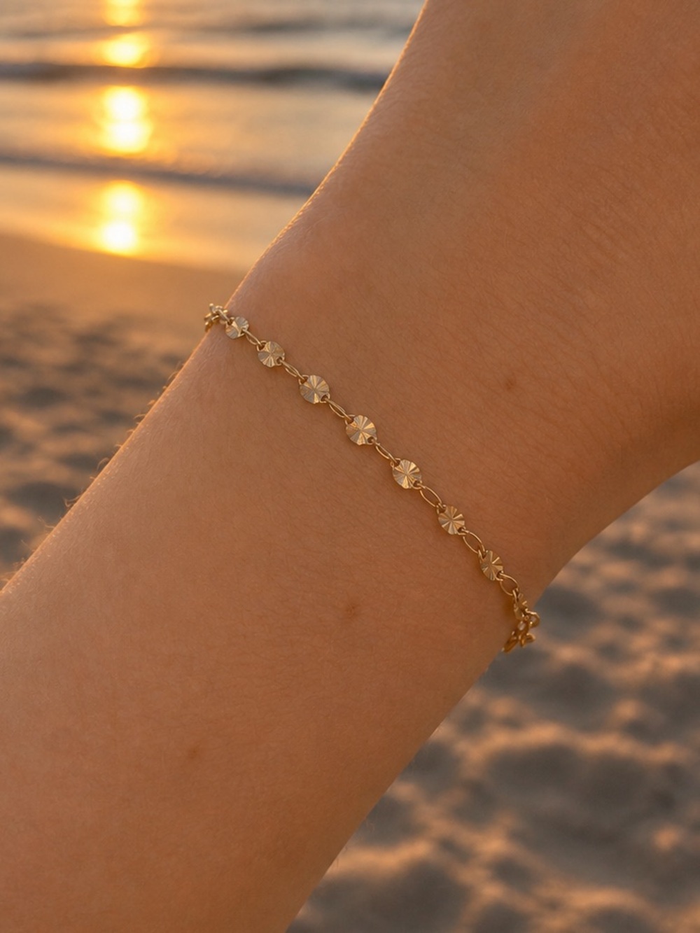 2.2mm Gold Sparkle Disc Link Custom Bracelet